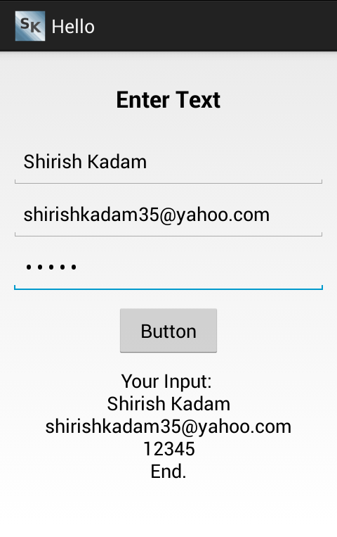 Android : How to Read and Display User Input.